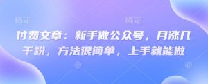 付费文章：初学者运营公众号，月涨几粉剂，其实很简单，入门就可以做