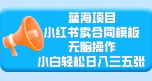 蓝海项目，小红书的卖合同范本，没脑子实际操作，新手轻轻松松日入三张