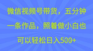 视频号卖货，五分钟一条著作，跟着做新手也能轻松日入5张