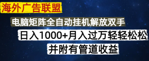 国外广告联盟平台每日数分钟日入1000 没脑子实际操作，可引流矩阵并附有管道收益