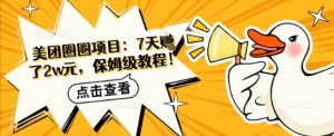 美团外卖圆圈新项目：7天赚了2w元，家庭保姆级实例教程
