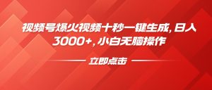 微信视频号爆火视频十秒一键生成，日入3000 ，新手没脑子实际操作