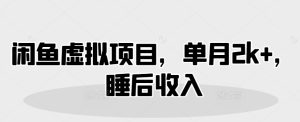 闲鱼平台虚拟资源项目，单月2k ，睡后收入