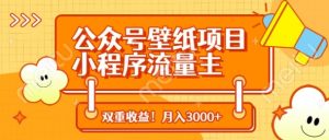 微信公众号墙纸新项目，小程序流量主双盈利，月入3000