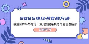 2025小红书的实战演练方式，迅速日产万条手记，三月数据收集与平台生态讲解