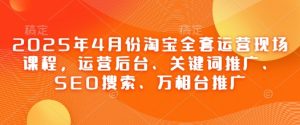 2025年4月份淘宝网整套经营当场课程内容，运营后台、关键词优化、SEO检索、万相台营销推广