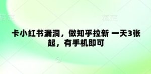 卡小红书的系统漏洞，做知乎问答引流 一天3张起，有手机就可以