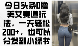 今日今日头条0撸美女跑道游戏玩法，一天轻轻松松200 ，还可以分发到小绿书