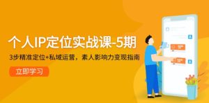 本人IP精准定位实战演练课-5期，3步精确定位 私域流量运营，普通影响力变现手册