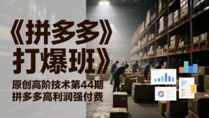 《拼多多打爆班》原创设计高级技术性第44期，拼多多平台高收益强付钱