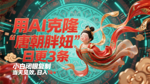 用AI复制“唐代肥妞”日更3条，服务平台玩命拉流，新手闭上眼拷贝，当日奏效，日入1k