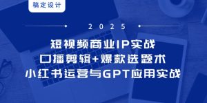 小视频商业服务IP实战演练6期：口播文案视频剪辑 爆品论文选题术，小红书运营与GPT运用实战演练