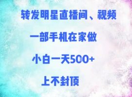 分享明星直播间、短视频，一部手机在家里做，新手一天好几张，无限张力