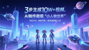 三步形成10W 短视频，AI制做外部经济“平凡人全球”科幻片，一条条万赞，1条著作增粉2.3万