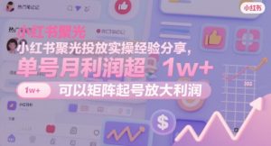 小红书的聚光镜推广实战经验共享，运单号月盈利超1w ，能够引流矩阵养号变大盈利