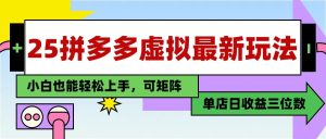 最新拼多多虚拟电商，单店日入位数， 小白也能快速上手，保姆级教程