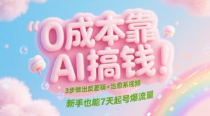 0成本费靠AI弄钱！3步作出反差 治愈系动漫短视频，初学者也可以7天养号爆总流量