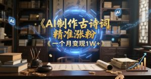 AI制做古诗文，精确增粉，多种转现，一个月转现1W