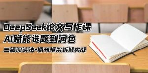 DeepSeek论文撰写课，AI创变论文选题到润饰，三级阅读法 刊物架构拆卸实战演练