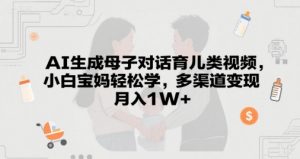 AI形成母子对话育儿教育类视频，新手宝妈妈轻松学习，多种渠道转现，月入1W