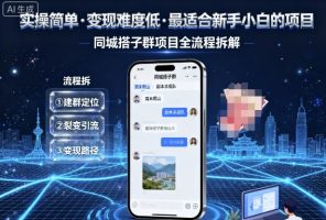 实操简单，变现难度低，最适合新手小白做的项目，每天轻松收入3张，同城搭子群项目全流程拆解