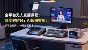 全平台无人直播课程:非实时防风+AI智播智剪+多平台矩阵,10月全套技术