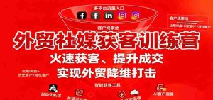 外贸社媒获客训练营,火速获客、提升成交,实现外贸降维打击