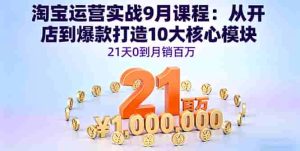 淘宝运营实战9月课程:从开店到爆款打造10大核心模块,21天0到月销百万
