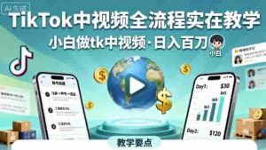 TikTok中视频全流程实操教学,小白做tk中视频,日入百刀
