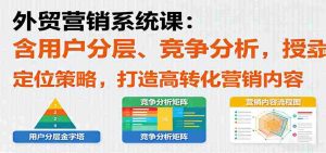外贸营销系统课:含用户分层、竞争分析,授卖品、定位策略,打造高转化营销内容