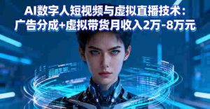 AI数字人短视频与虚拟直播技术:广告分成+虚拟带货月收入2万-8万元