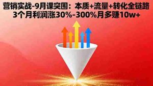 营销实战-9月突围课：本质+流量+转化全链路 3个月利润涨30%-300%月多赚10w+