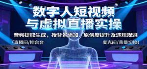 数字人短视频与虚拟直播实操,音频提取生成,背景添加,原创度提升及违规规避
