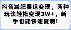 抖音减肥赛道变现,两种玩法轻松变现3W+,新手也能快速复制