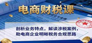 电商财税课:剖析业务特点,解读涉税案例,助电商企业明晰税务合规思路