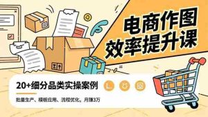 电商作图效率提升课，批量生产、模板应用、流程优化，20+细分品类实操案例，月赚3万
