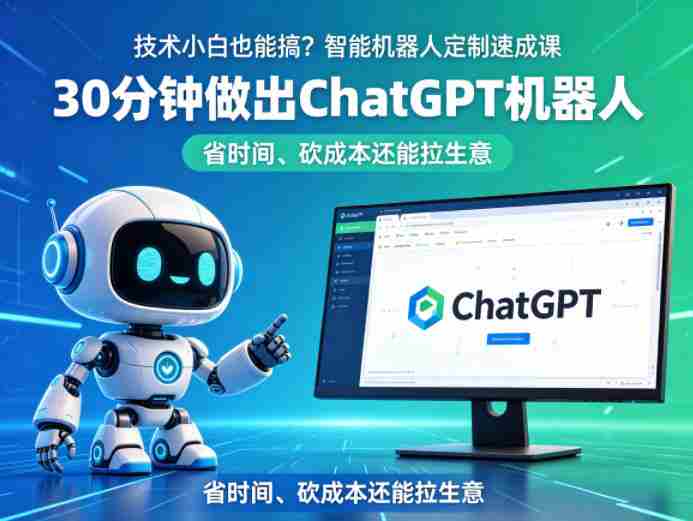 技术小白也能搞？智能机器人定制速成课，30分钟做出ChatGPT机器人，省时间、砍成本还能拉生意