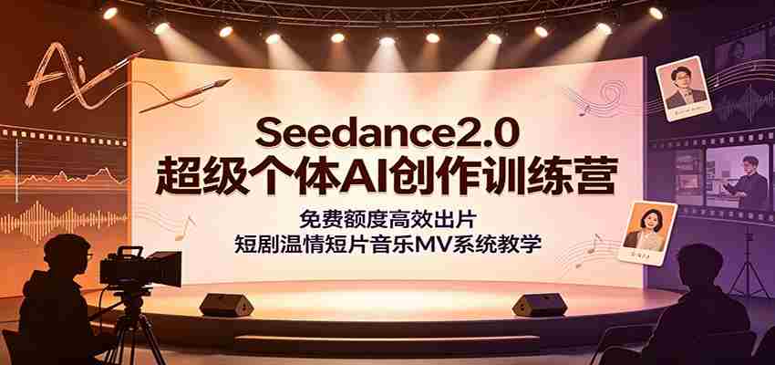 Seedance2.0超级个体AI创作训练营：免费额度高效出片，短剧温情短片音乐MV系统教学