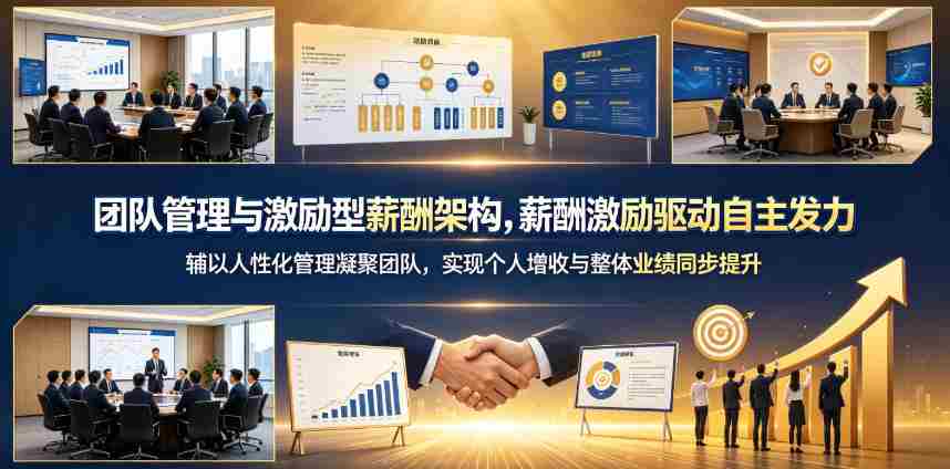 团队管理与激励型薪酬架构，薪酬激励驱动自主发力，辅以人性化管理凝聚团队，实现个人增收与整体业绩同步提升