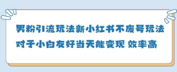 男粉引流玩法(新)，玩法友好做的好当天就能变现