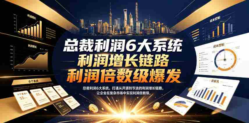 总裁利润6大系统，打通从开源到节流的利润增长链路，让企业在复杂市场中实现利润倍数级爆发