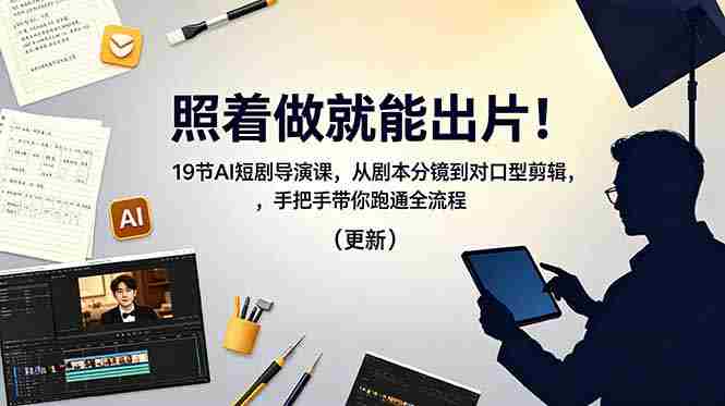 照着做就能出片！19节AI短剧导演课，从剧本分镜到对口型剪辑，手把手带你跑通全流程（更新）