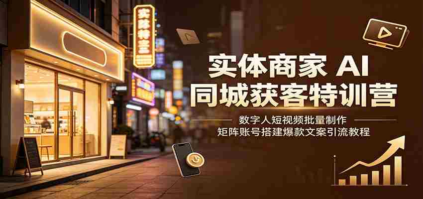 实体商家AI同城获客特训营：数字人短视频批量制作，矩阵账号搭建爆款文案引流教程