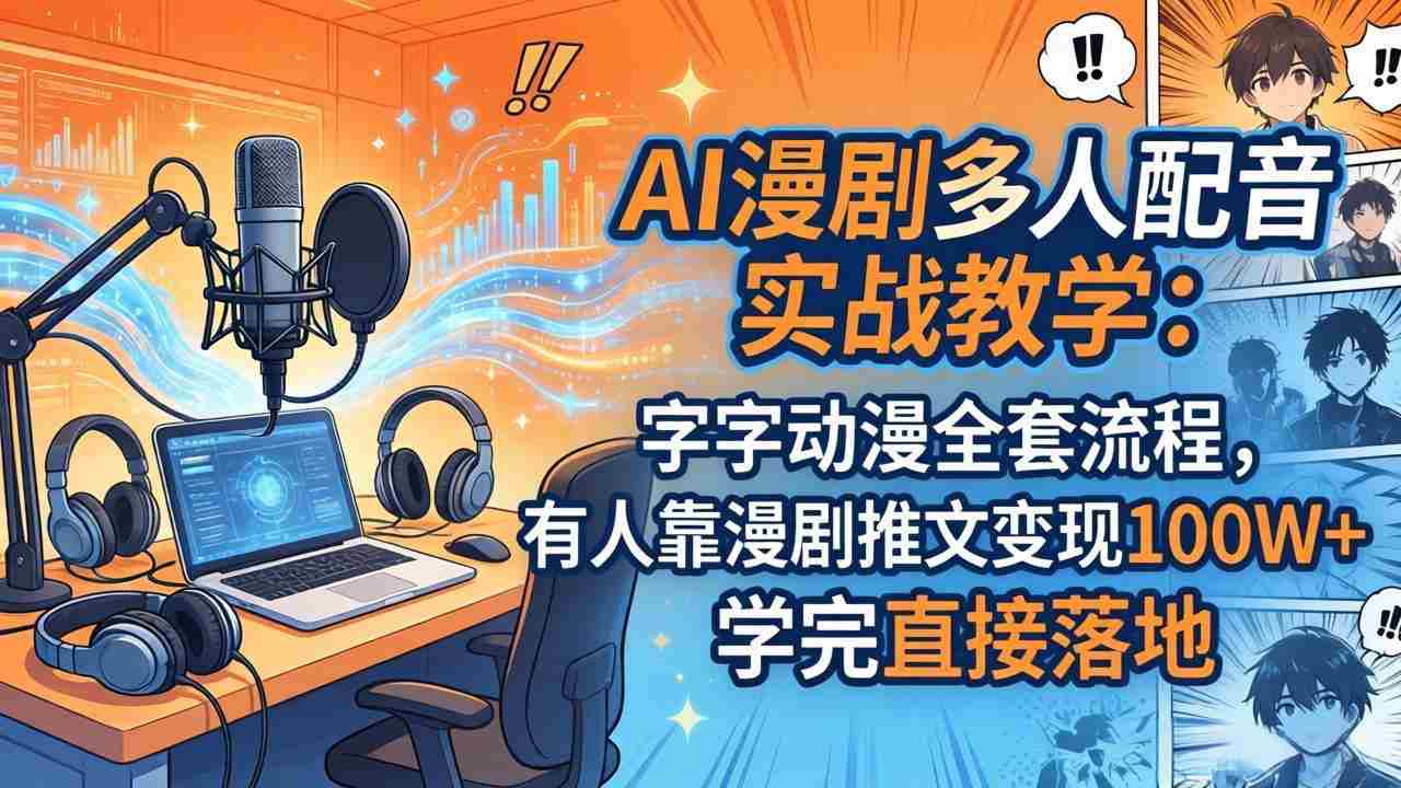 AI漫剧多人配音实战教学：字字动漫全套流程，有人靠漫剧推文变现100W+，学完直接落地