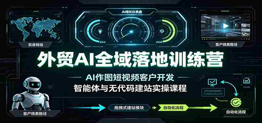 外贸AI全域落地训练营：AI作图短视频客户开发，智能体与无代码建站实操课程