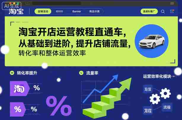 淘宝开店运营教程直通车，从基础到进阶，提升店铺流量，转化率和整体运营效率（更新26年07月11日）