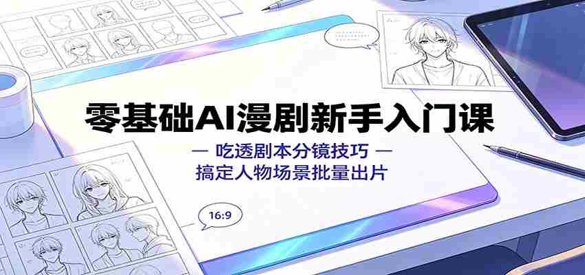零基础AI漫剧新手入门课：吃透剧本分镜技巧，搞定人物场景批量出片