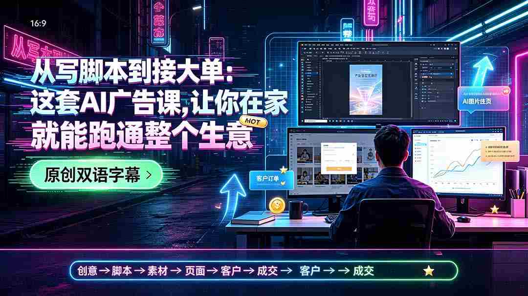 从写脚本到接大单：这套AI广告课，让你在家就能跑通整个生意【原创双语字幕】