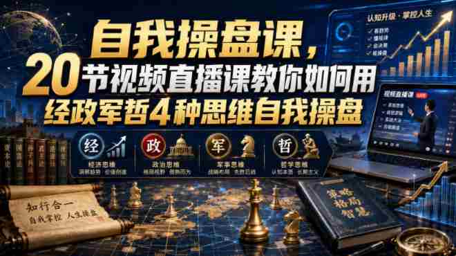 自我操盘课，20节视频直播课教你如何用经政军哲4种思维自我操盘