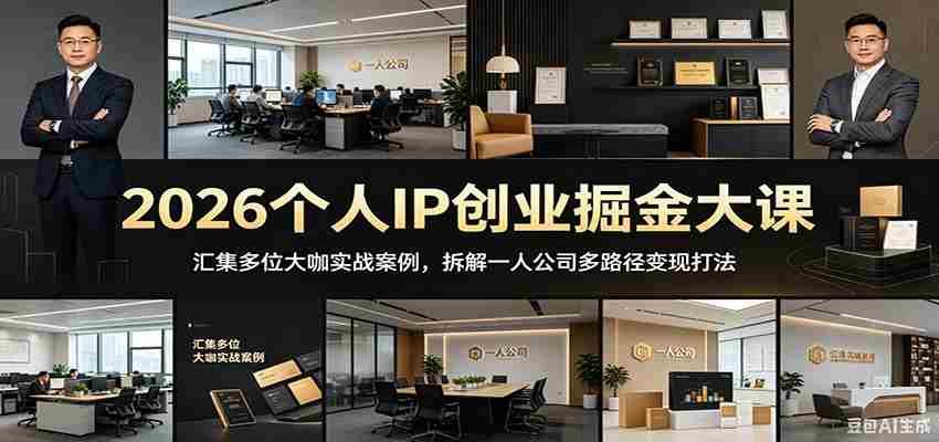 2026个人IP创业掘金大课：汇集多位大咖实战案例，拆解一人公司多路径变现打法